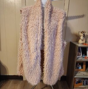 Faux Fur Long Vest in Blush Pink XXL NWT